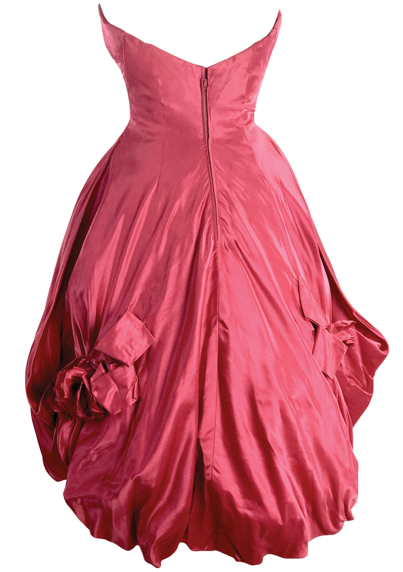 1950s Fuchsia Coloured Silk Taffeta Party Dress - New!