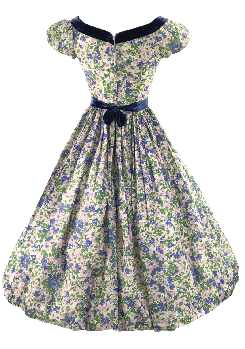 Original 1950's Pink & Blue Floral Day Dress - New!