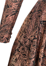 1950s Feather Print Black & Bronze Jacquard Dress- New! (ON HOLD)