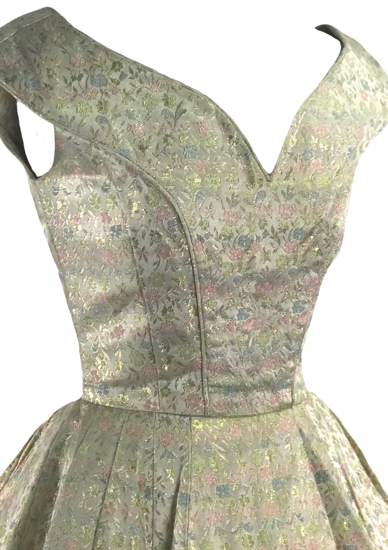 1950s Designer Golden Brocade Wedding Party Dress - New! (Layaway)