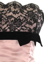 1950s Pink Silk Satin & Chantilly Lace Party Dress Ensemble - New!