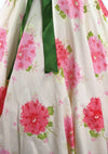 Original 1950s Large Pink Flowers Pique Cotton Dress - New