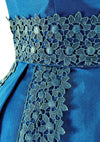 Vintage 1950s Capri Blue Glazed Cotton with Lace Dress - New!