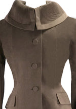 Sophisticated 1950s Mocha Gaberdine Wool Suit- New!