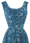 Vintage 1950s Blue Floral Cotton Dress Ensemble - New!