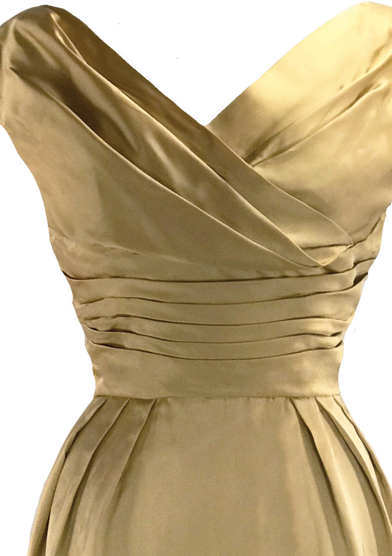 Stunning 1950s Liquid Gold Satin Party Dress- New!