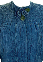 Vintage 1940s Quilted Blue Silk Velvet Jacket- New!