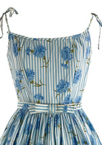 Early 1960s Blue Carnations Cotton Sundress- New!