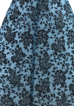 Vintage 1950s Blue Flocked Cocktail Dress- New!