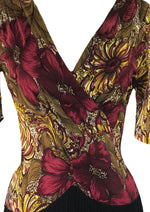 Stunning Late 1930s Early 1940s Floral Jersey Dress - New!