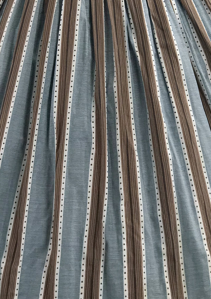 1950s Blue and Brown Striped Dress