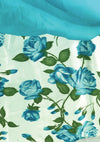 1950s Aqua Chiffon  Blue Roses Taffeta Party Dress - New! (ON HOLD)