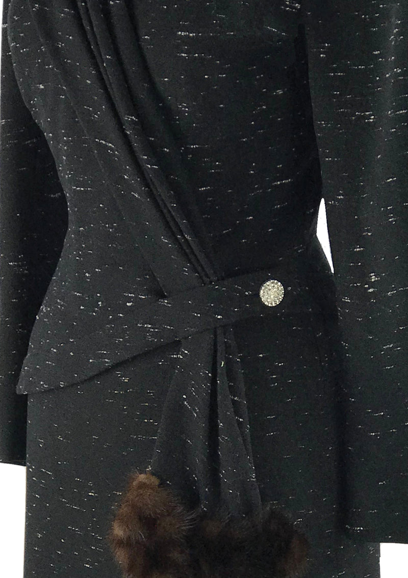 Vintage 1950s Designer Lilli Ann Black Fleck Suit- New!