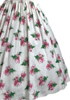 1950s Pink Cabbage Roses on White Cotton Dress- New! (RESERVED)