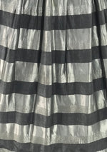 Late 1940s Black Velvet & Silver Striped Taffeta Dress- New!