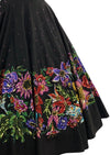 Spectacular 1950s Black Cotton Dress with Floral Appliqués - New!