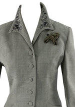 Vintage 1950s Beaded Grey Wool Suit - New!