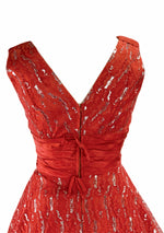 1950s Red Lace Dress with Silver Thread - New!