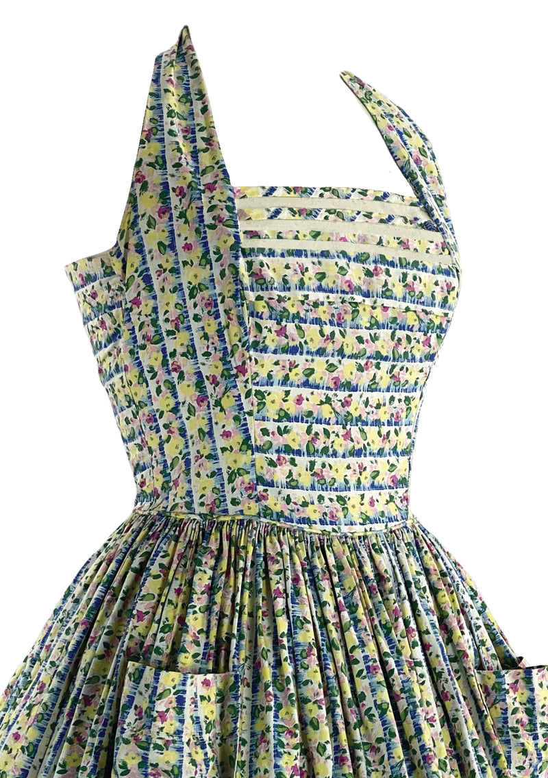 Stunning 1950s Multicoloured Floral Cotton Sundress - New!