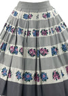 Vintage 1950s Grey Floral Cotton Skirt- New!