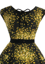 Vintage 1950s Black Cotton with Golden Sprays- New!