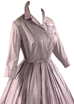 Vintage Late 1950s Liliac Cotton Shirtfront Dress- NEW!