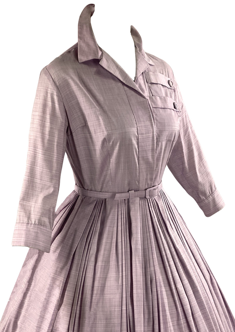 Vintage Late 1950s Liliac Cotton Shirtfront Dress- NEW!
