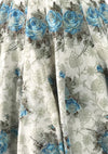 Lovely 1950s Blue Roses Taupe Embroidered Cotton Dress Set - New!