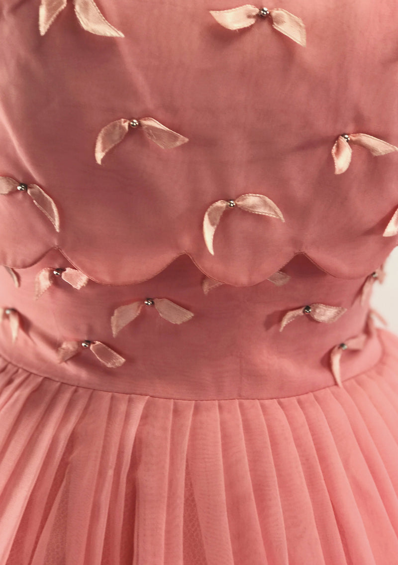 Vintage 1950-1960s Coral Chiffon Dress Ensemble  - New!