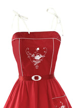 Vintage Nautical 1970s Red Cotton Sundress - New!