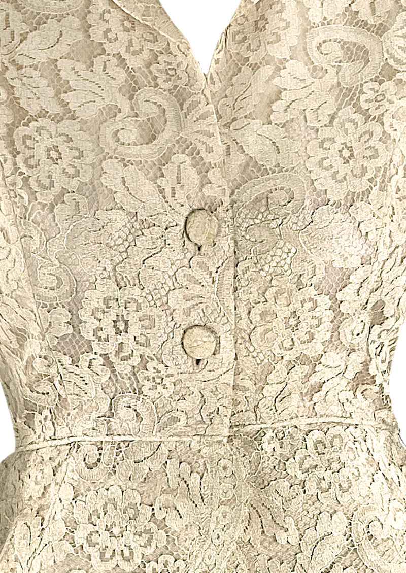 Stunning Vintage 1950s Cream Lace Peplum Jacket - NEW!