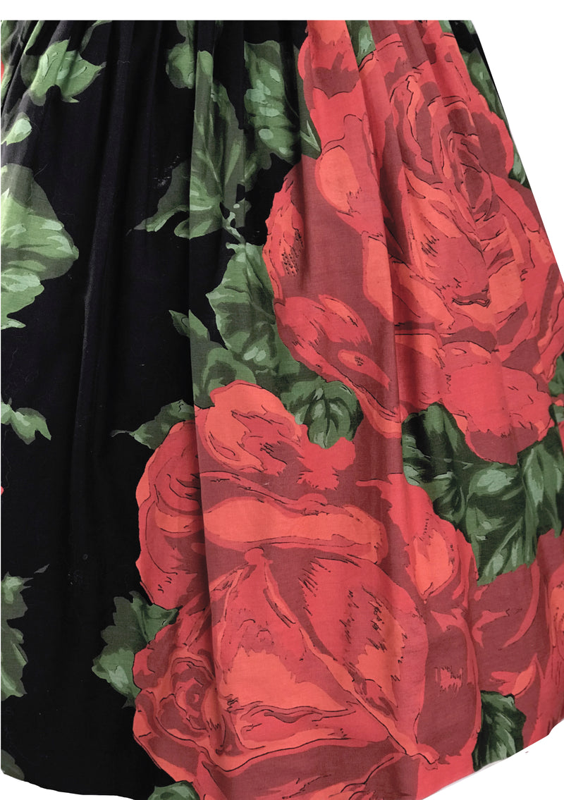 Vintage 1950s Collectable Large Red Roses Dress- New!