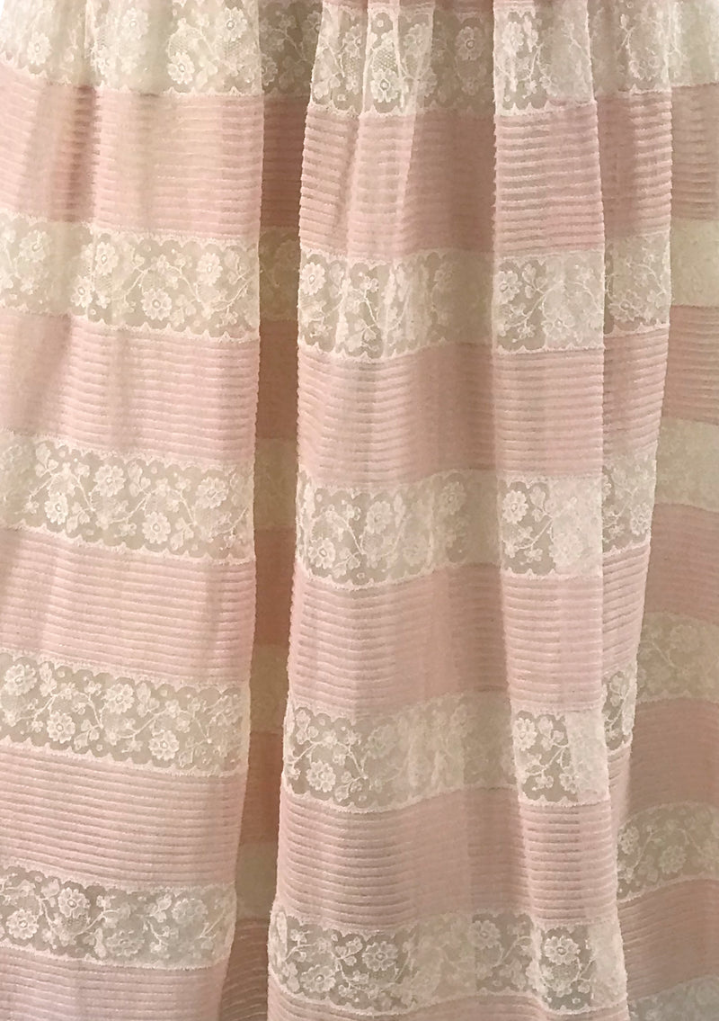 Dreamy 1950s Pink & White Lace & Pin Tucks Dress - New!