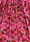 Gorgeous 1950s 1960s Magenta Roses Cotton Dress  - New!