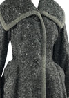 Vintage 1940s Charcoal Flecked Wool Princess Coat  New!