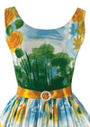 Vintage 1950s Scenic Floral Cotton Dress- New!
