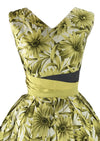 Lovely 1950s Early 1960s Yellow Daisy Print Cotton Dress - New!