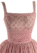 Late 1950s Early 1960s Pink & White Gingham Cotton Dress  - New!