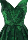 Gorgeous Late 1950s Early 1960s Green Brocade Cocktail Dress- New!