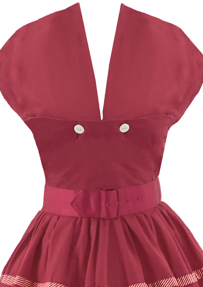 Late 1950s to Early 1960s Watermelon Pink Cotton Dress- NEW!