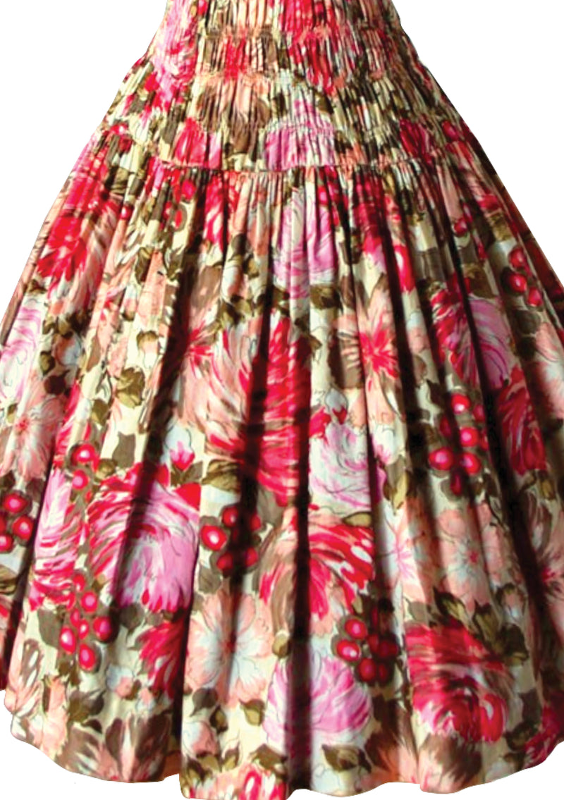 Vintage 1950s Berries and Flowers Cotton Dress- New!