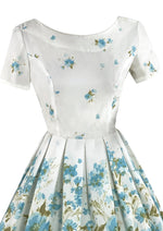 Late 1950s - Early 1960s Blue Border Floral Print - NEW!