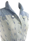 Vintage 1950s Blue & White Cotton Shirtwaist Dress  - New! (RESERVED)