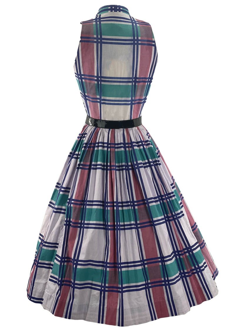 Late 1950s Plaid Cotton Dress by Henry Rosenfeld- New!