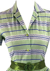 Late 1950s Blue and Green Stripe Cotton Dres - NEW!