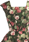 Lovely 1950s Roses Polished Cotton Dress- New!