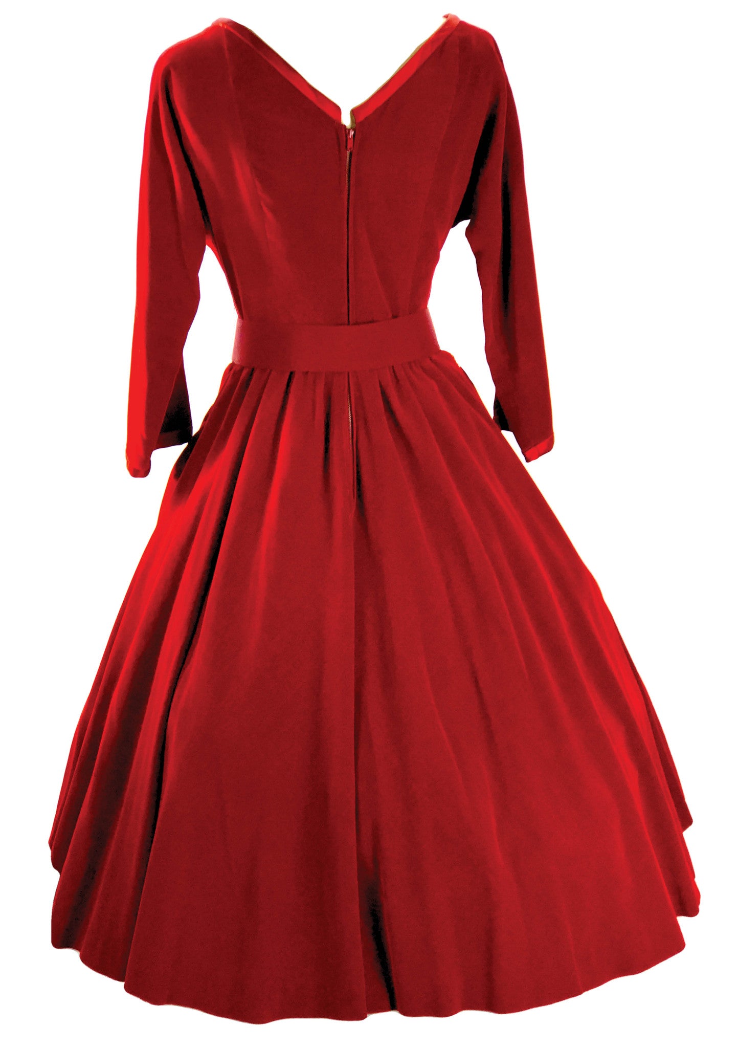 Vintage 1950s Lush Red Velvet Winter Dress