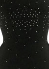 Vintage Early 1960s Black Wool Dress with Rhinestones- New!