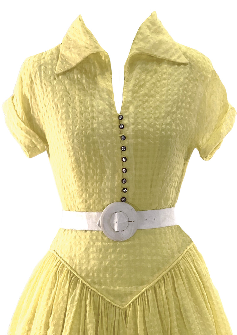 Lovely 1950s Daffodil Yellow Seersucker Dress - New!