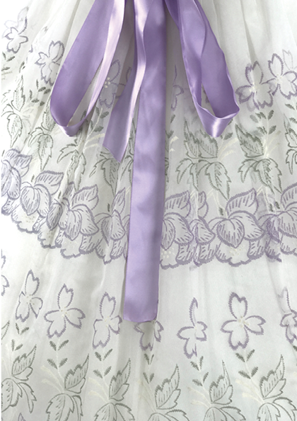 1950s Lilac & Green Embroidered Chiffon Party Dress - New!